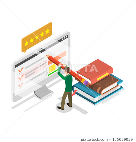 3D Isometric Flat  Illustration of Online Survey. Item 2 135059039
