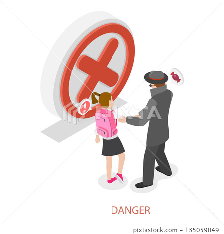 3D Isometric Flat Illustration of Kidnapping Awareness For Children. Item 2 3D Isometric Flat Illustration of Kidnapping Awareness For Children. Item 2 135059049