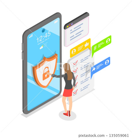 3D Isometric Flat  Illustration of Web Security. Item 3 135059061