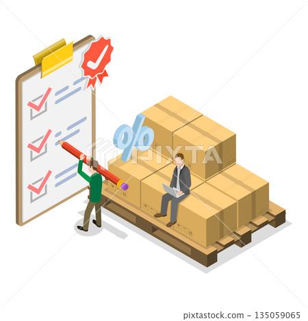 3D Isometric Flat Illustration of Efficient Logistics Coordination. Item 2 3D Isometric Flat Illustration of Efficient Logistics Coordination. Item 2 135059065