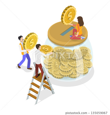 3D Isometric Flat  Illustration of Charity Services. Item 2 135059067