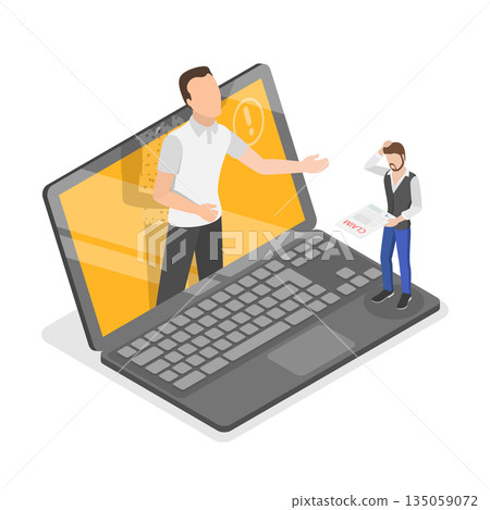 3D Isometric Flat  Illustration of Registration Of Claim. Item 1 135059072