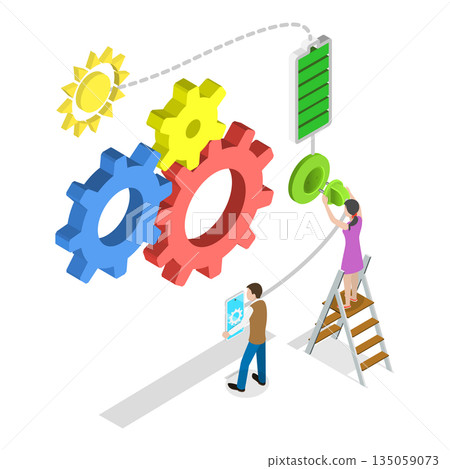 3D Isometric Flat Illustration of Green Energy. Item 2 3D Isometric Flat Illustration of Green Energy. Item 2 135059073