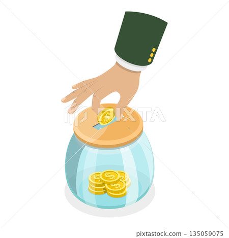 3D Isometric Flat Illustration of Saving Deposit. Item 2 3D Isometric Flat Illustration of Saving Deposit. Item 2 135059075