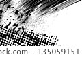 Comic explosion with halftone and speed lines. Explosive black ink splatter comic blast background with dynamic radial speed lines 135059151