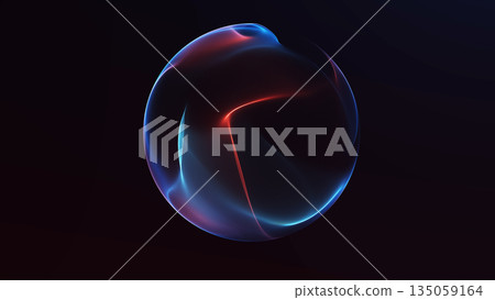 Abstract futuristic sphere with red and blue gradient glow, smooth digital surface and flowing energy lines on dark background. Abstract futuristic sphere with red and blue gradient glow, smooth digital surface and flowing energy lines on dark background. 135059164