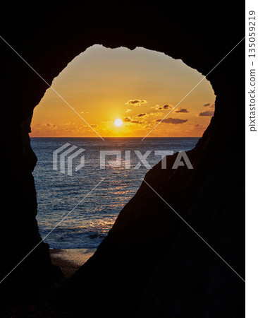 Sunrise seen from the Hinode Stone Gate at Cape Irago 135059219