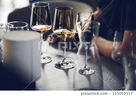 Blind wine tasting, Sommelier passes training for get the certification. Wine waiter school, winemaking lecture. Blind wine tasting, Sommelier passes training for get the certification. Wine waiter school, winemaking lecture. 135059517