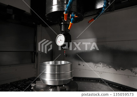 3d tester for workpiece dimension inspection checking quality control process of cnc edm metal cut machine. 135059573
