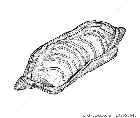 Bun with apple handdrawn sketch 2 135059643