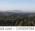 View of green landscape and mountains in the morning light 135059788