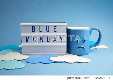 Blue monday lightbox displaying message with sad mug Blue monday lightbox displaying message with sad mug 135060004