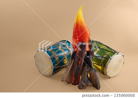 Lohri bonfire and dhol drums celebrating indian harvest festival Lohri bonfire and dhol drums celebrating indian harvest festival 135060008