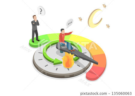 3D Isometric Flat Illustration of Measuring of Metabolism Level, Body Calories Consumption 3D Isometric Flat Illustration of Measuring of Metabolism Level, Body Calories Consumption 135060063