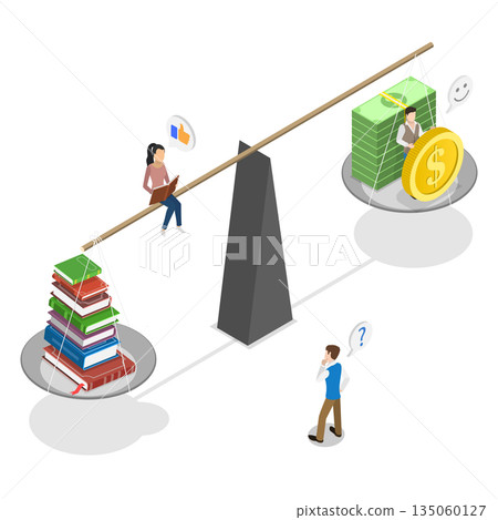 3D Isometric Flat  Illustration of Paid Education, Importance Of Education In Society 135060127