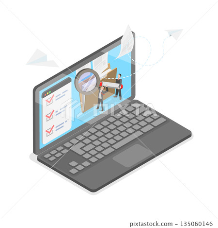 3D Isometric Flat Illustration of File Management, Data Managing System 3D Isometric Flat Illustration of File Management, Data Managing System 135060146