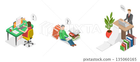 3D Isometric Flat Illustration of Document Online Editing, Editorial Services 3D Isometric Flat Illustration of Document Online Editing, Editorial Services 135060165