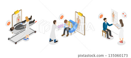 3D Isometric Flat  Illustration of Gastroenterology, Health of Digestive Tract 135060173