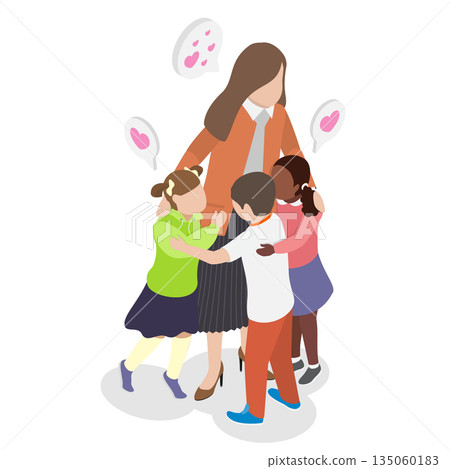 3D Isometric Flat Illustration of Celebrating Teacher Appreciation Day To Honor Educators For Their Hard Work And Dedication, Back to School 3D Isometric Flat Illustration of Celebrating Teacher Appreciation Day To Honor Educators For Their Hard Work And Dedication, Back to School 135060183