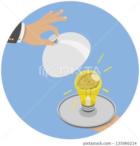 3D Isometric Flat Illustration of Serving Idea, Crowdfunding, Innovation, Investments into Idea 3D Isometric Flat Illustration of Serving Idea, Crowdfunding, Innovation, Investments into Idea 135060214