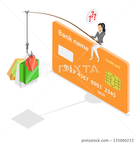 3D Isometric Flat Illustration of Marketing and Consumerism, Digital Financial Transactions 3D Isometric Flat Illustration of Marketing and Consumerism, Digital Financial Transactions 135060215