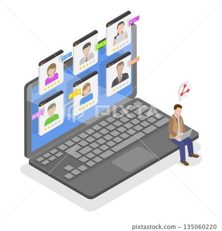 3D Isometric Flat  Illustration of Target Audience, Analyzing Customer Data 135060220