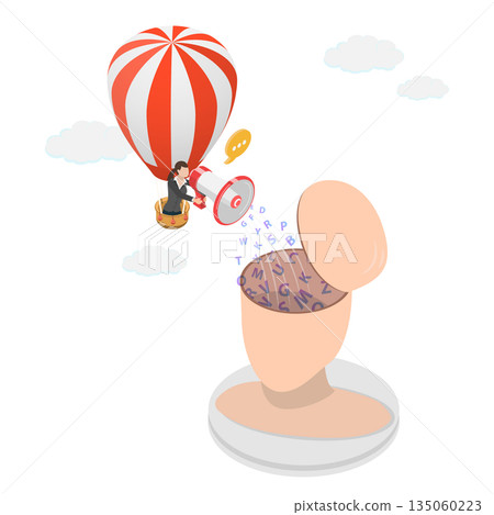 3D Isometric Flat Illustration of Aggressive Advertising, Spreading Message With Megaphone To Enforce Belief And Communication 3D Isometric Flat Illustration of Aggressive Advertising, Spreading Message With Megaphone To Enforce Belief And Communication 135060223