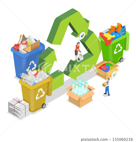 3D Isometric Flat Illustration of Ecology and Environmental Protection, Reduce, Reuse, Repair, Recycle Save Earth With Smart Strategies 3D Isometric Flat Illustration of Ecology and Environmental Protection, Reduce, Reuse, Repair, Recycle Save Earth With Smart Strategies 135060238
