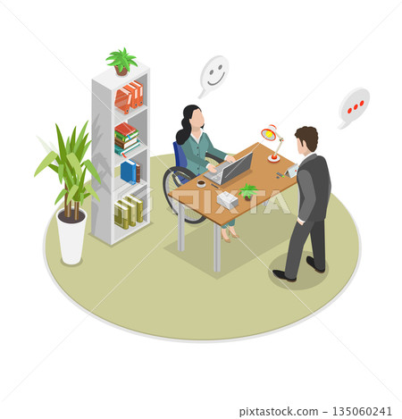 3D Isometric Flat  Illustration of Diverse People Group, Workplace Inclusion 135060241