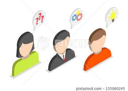 3D Isometric Flat  Illustration of Solving A Problem, Mental Process Of Cognition 135060245