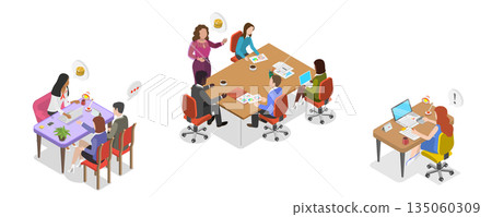 3D Isometric Flat  Illustration of Underwriting, Process of Evaluating Risk 135060309