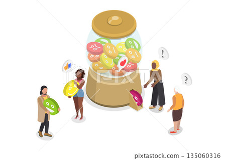 3D Isometric Flat Illustration of Emotional Intelligence, Understanding Emotions And Positive Thinking In Psychology 3D Isometric Flat Illustration of Emotional Intelligence, Understanding Emotions And Positive Thinking In Psychology 135060316