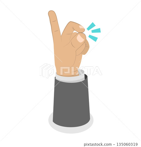 3D Isometric Flat  Illustration of Snapping Fingers, Hand Click 135060319