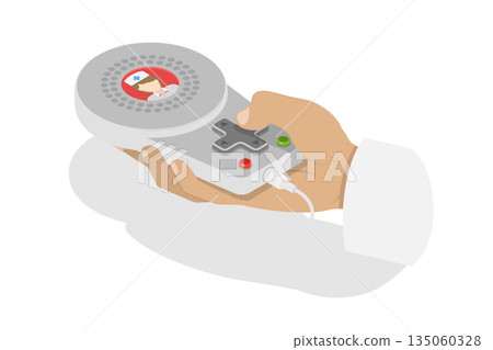 3D Isometric Flat  Illustration of Medical Alert Button, Hospital Nurse Call Device 135060328