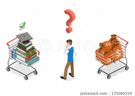 3D Isometric Flat Illustration of Investment in Education, Concept Of Earning Money Through Education 3D Isometric Flat Illustration of Investment in Education, Concept Of Earning Money Through Education 135060359