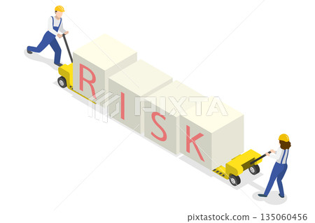 3D Isometric Flat  Illustration of Risk Management, Preventing Project From Failing 135060456