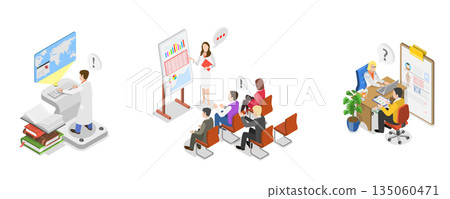 3D Isometric Flat Illustration of Healthcare Services, Medical Statistics Concept Set 3D Isometric Flat Illustration of Healthcare Services, Medical Statistics Concept Set 135060471