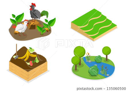 3D Isometric Flat Illustration of Gardening and Farming Approaches, Collection Set for Regenerative Agriculture And Sustainable Crops 3D Isometric Flat Illustration of Gardening and Farming Approaches, Collection Set for Regenerative Agriculture And Sustainable Crops 135060500