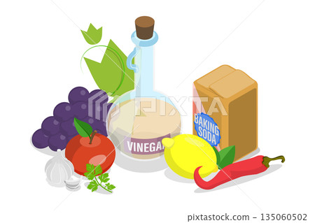 3D Isometric Flat Illustration of Ingredients for Cooking, Preservation And Fermentation 3D Isometric Flat Illustration of Ingredients for Cooking, Preservation And Fermentation 135060502
