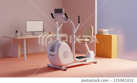 辦公桌下方橢圓形腳踏的 3D 圖標 135061832