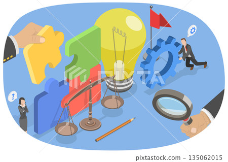 3D Isometric Flat Illustration of Problem Solving Approach, Analytical Thinking System 3D Isometric Flat Illustration of Problem Solving Approach, Analytical Thinking System 135062015