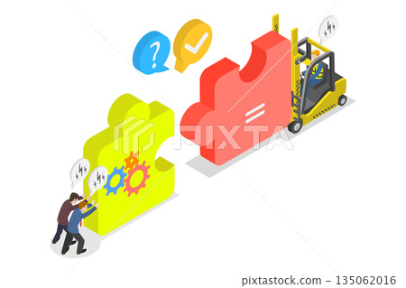 3D Isometric Flat  Illustration of Partnership and Teamwork, Cooperation and Strategy 135062016