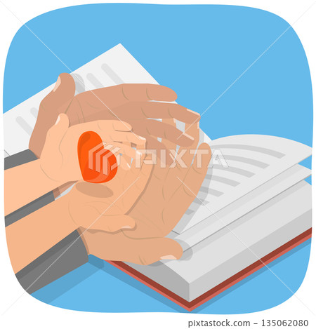 3D Isometric Flat Illustration of Pray With Kid, Religious Education 3D Isometric Flat Illustration of Pray With Kid, Religious Education 135062080