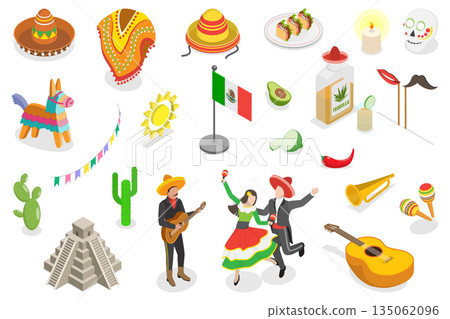 3D Isometric Flat Illustration of Latin America, Mexico Travel Collection For Social Media And Blogs 3D Isometric Flat Illustration of Latin America, Mexico Travel Collection For Social Media And Blogs 135062096