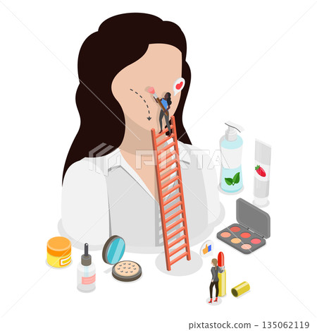 3D Isometric Flat Illustration of Makeup And Beauty, Woman Cosmetic Products 3D Isometric Flat Illustration of Makeup And Beauty, Woman Cosmetic Products 135062119