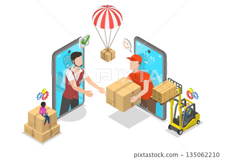 3D Isometric Flat  Illustration of Supplier, Supply Chain 135062210