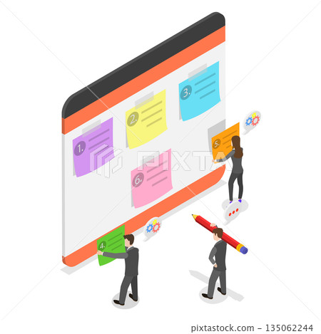3D Isometric Flat  Illustration of Task Priority, Work Efficiency 135062244