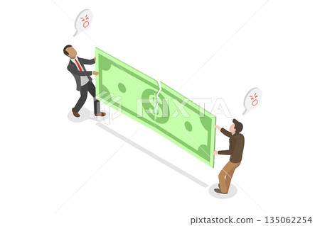 3D Isometric Flat Illustration of Business Conflict, Spliting Profits In Half 3D Isometric Flat Illustration of Business Conflict, Spliting Profits In Half 135062254