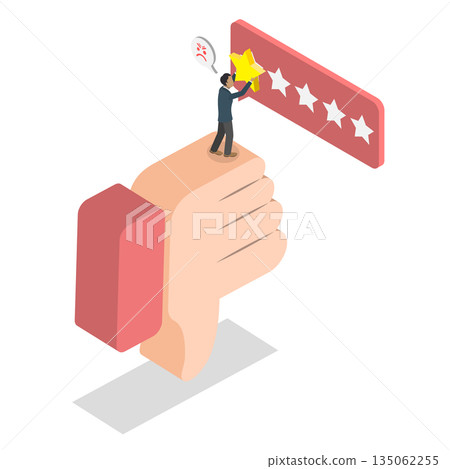 3D Isometric Flat Illustration of Bad Review, Unhappy Man Leaves Negative One-Star Review Due To Poor User Experience And Low Rating 3D Isometric Flat Illustration of Bad Review, Unhappy Man Leaves Negative One-Star Review Due To Poor User Experience And Low Rating 135062255