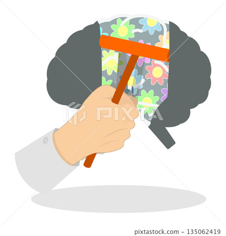 3D Isometric Flat  Illustration of Optimistic Mindset, Eliminating Obstacles Leads To A Joyful Beginning 135062419